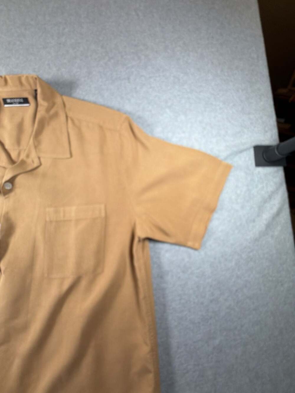 Brandini Pure Silk Tan Short Sleeve Cuban Collar Resort Shirt - Picture 3 of 10